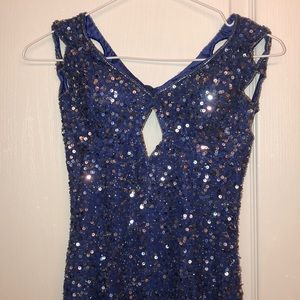 Purple sequins prom dress